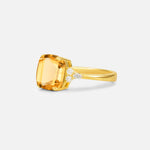 Cushion Cut Citrine Engagement Ring with Side Stones - Additional view