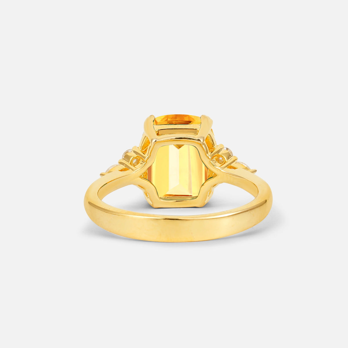 Cushion Cut Citrine Engagement Ring with Side Stones - Additional view
