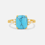 Cushion Cut Turquoise Engagement Ring with Side Stones - Additional view