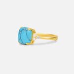Cushion Cut Turquoise Engagement Ring with Side Stones - Additional view