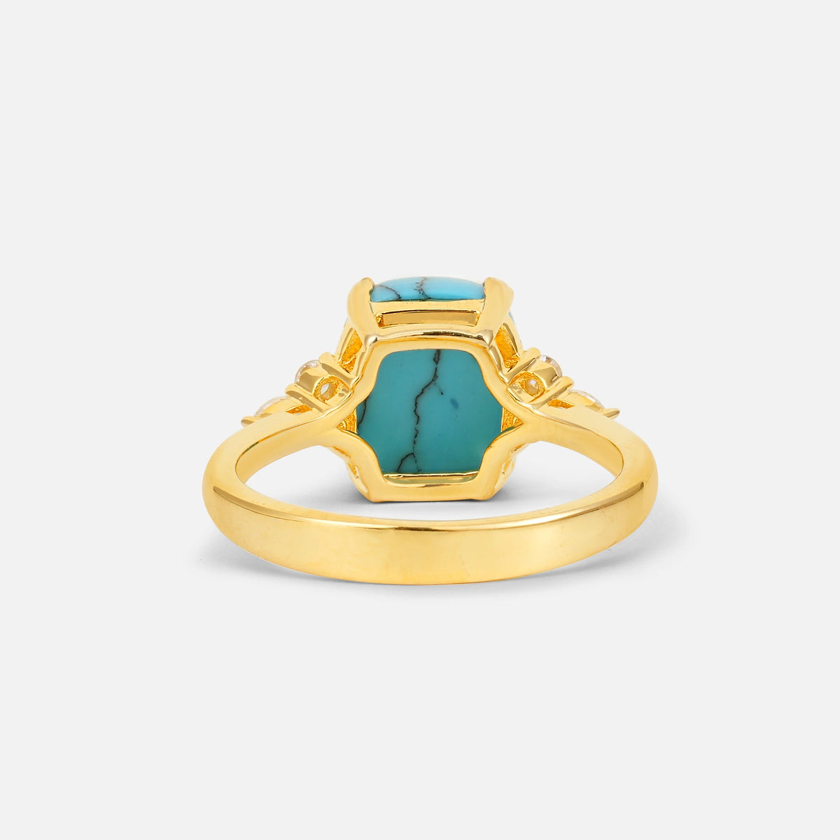 Cushion Cut Turquoise Engagement Ring with Side Stones - Additional view