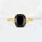 Cushion Cut Black Onyx Engagement Ring with Side Stones - Additional view
