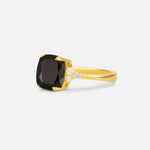 Cushion Cut Black Onyx Engagement Ring with Side Stones - Additional view