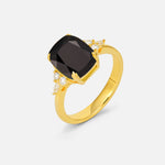 Cushion Cut Black Onyx Engagement Ring with Side Stones - Additional view
