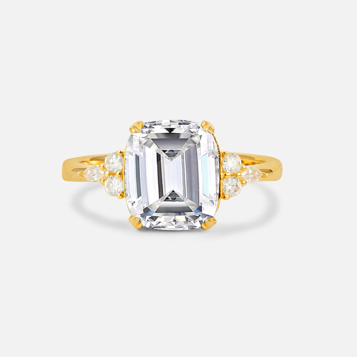 Cushion Cut Lab Diamond Engagement Ring with Side Stones - Additional view
