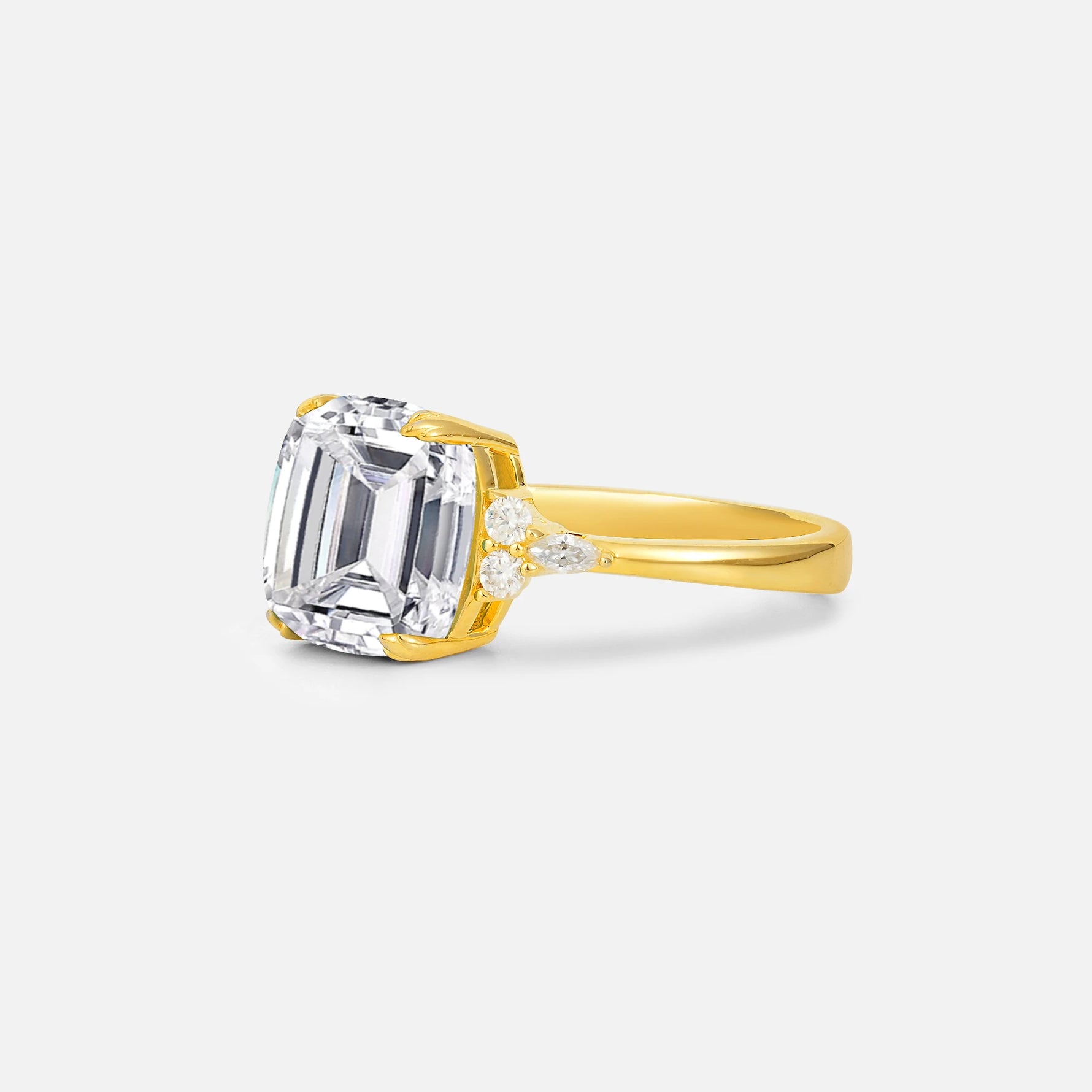 Cushion Cut Lab Diamond Engagement Ring with Side Stones - Additional view
