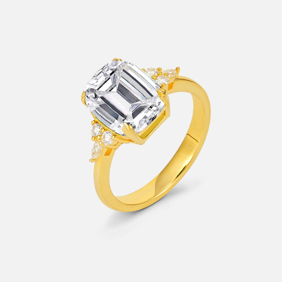 Cushion Cut Lab Diamond Engagement Ring with Side Stones - Additional view