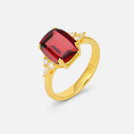 Cushion Cut Garnet Engagement Ring with Side Stones - Additional view