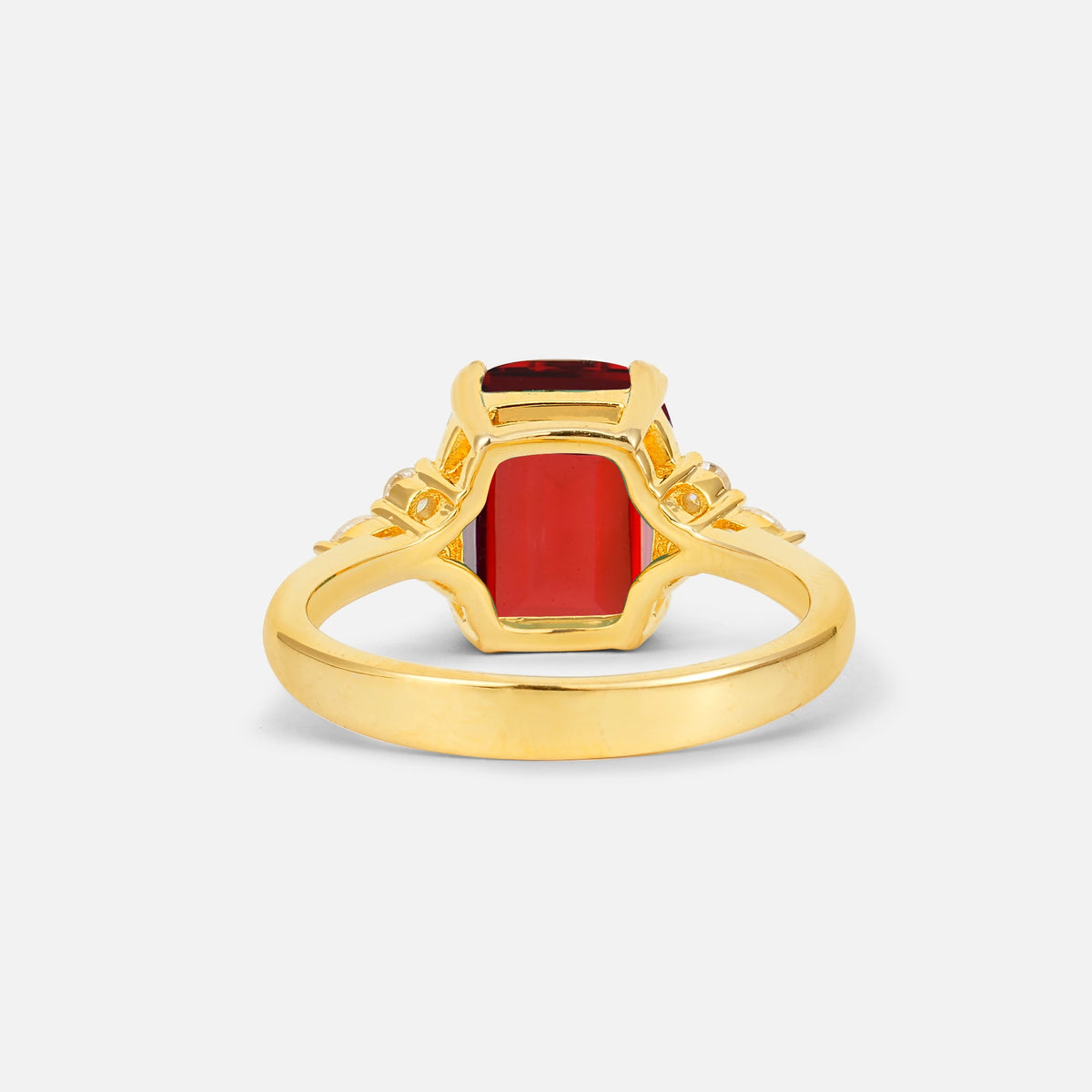 Cushion Cut Garnet Engagement Ring with Side Stones - Additional view