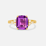 Cushion Cut Amethyst Engagement Ring with Side Stones - Additional view