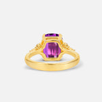 Cushion Cut Amethyst Engagement Ring with Side Stones - Additional view