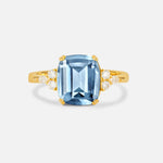 Cushion Cut Aquamarine Engagement Ring with Side Stones - Additional view