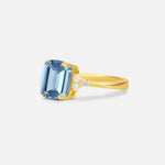 Cushion Cut Aquamarine Engagement Ring with Side Stones - Additional view