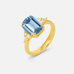 Cushion Cut Aquamarine Engagement Ring with Side Stones - Additional view