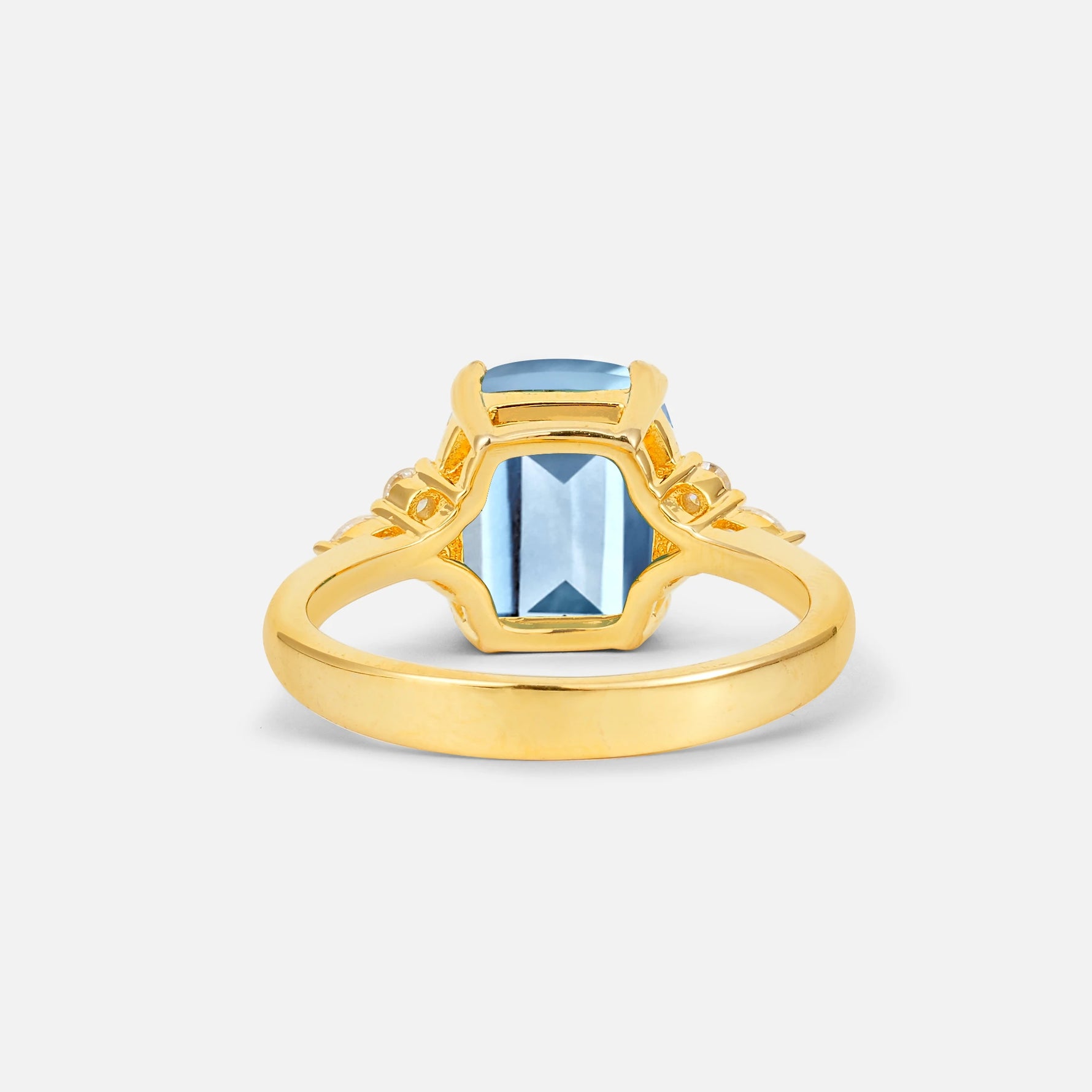 Cushion Cut Aquamarine Engagement Ring with Side Stones - Additional view
