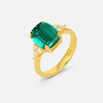 Cushion Cut Emerald Engagement Ring with Side Stones - Additional view