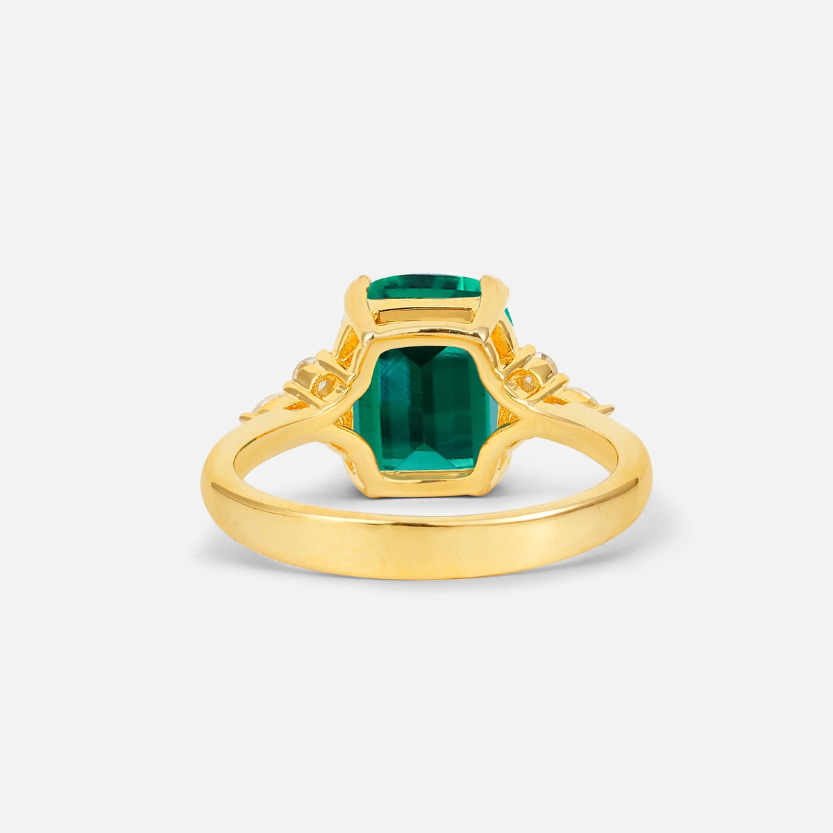 Cushion Cut Emerald Engagement Ring with Side Stones - Additional view