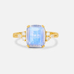 Cushion Cut Moonstone Engagement Ring with Side Stones - Additional view