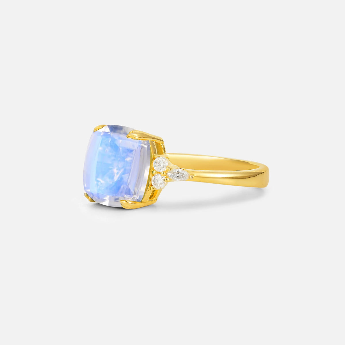 Cushion Cut Moonstone Engagement Ring with Side Stones - Additional view
