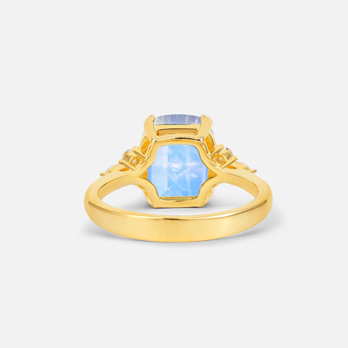 Cushion Cut Moonstone Engagement Ring with Side Stones - Additional view