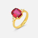 Cushion Cut Ruby Engagement Ring with Side Stones - Additional view