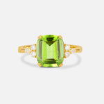 Cushion Cut Peridot Engagement Ring with Side Stones - Additional view