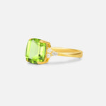 Cushion Cut Peridot Engagement Ring with Side Stones - Additional view