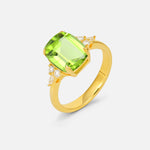 Cushion Cut Peridot Engagement Ring with Side Stones - Additional view
