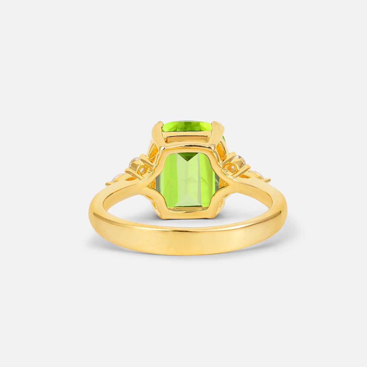 Cushion Cut Peridot Engagement Ring with Side Stones - Additional view