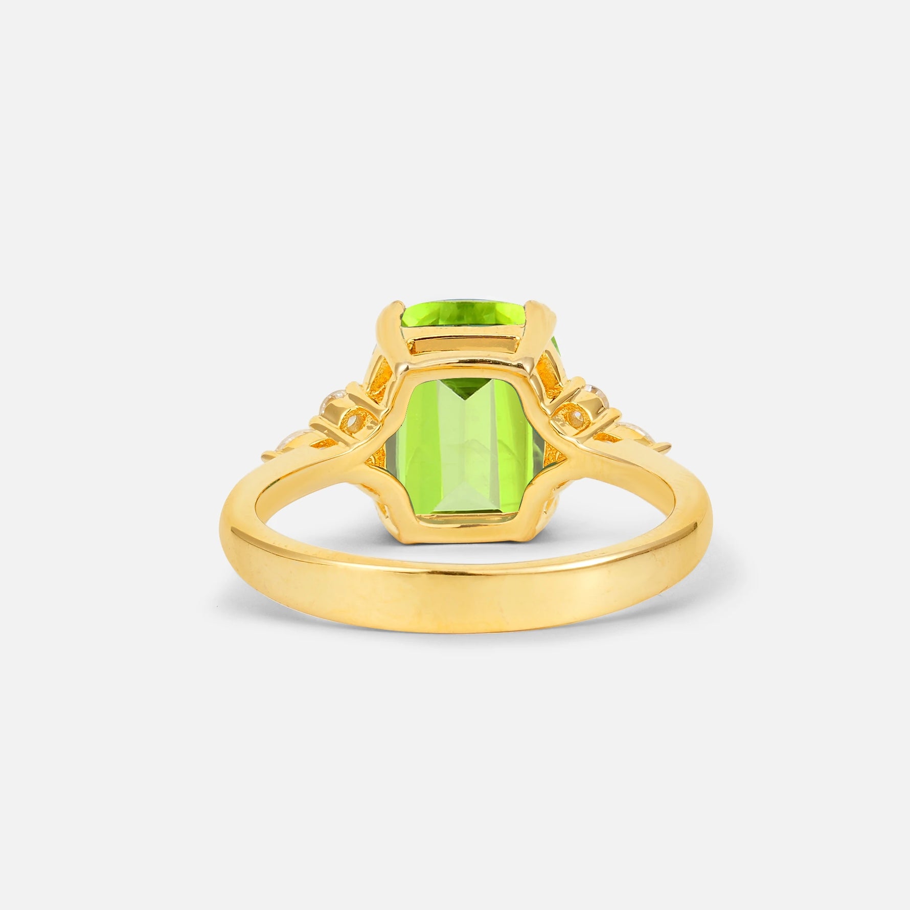 Cushion Cut Peridot Engagement Ring with Side Stones - Additional view