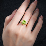 Cushion Cut Peridot Engagement Ring with Side Stones - Additional view