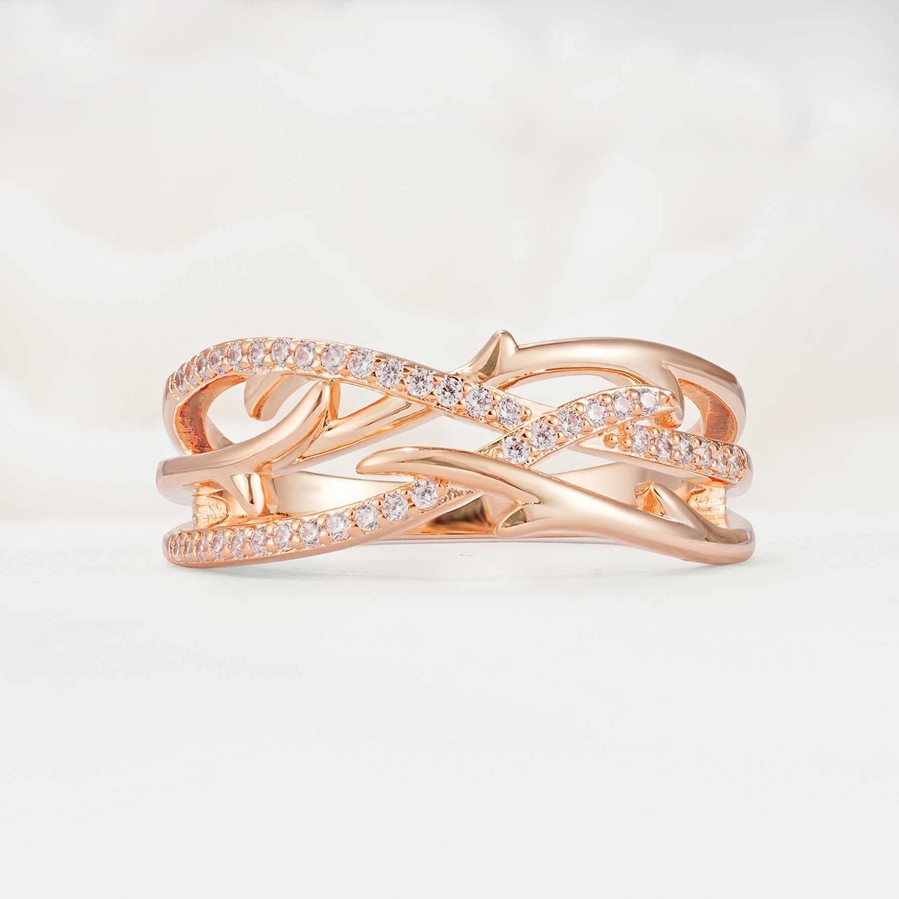 Elegant Intertwined Branch Pavé Moissanite Wedding Band - Additional view