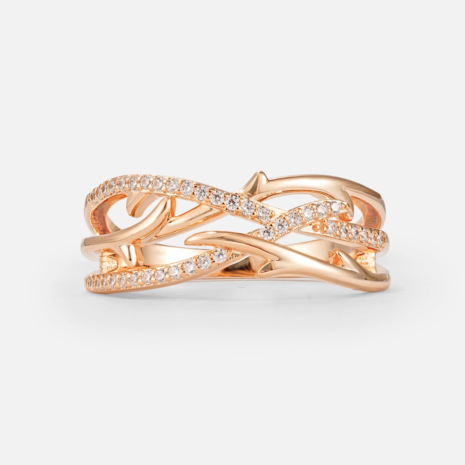 Elegant Intertwined Branch Pavé Moissanite Wedding Band