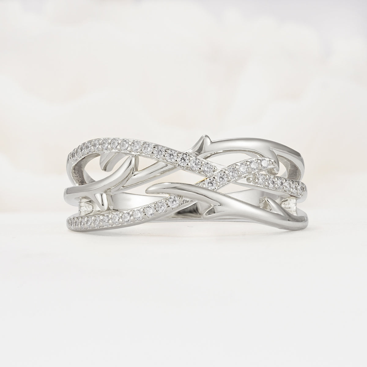 Elegant Intertwined Branch Pavé Moissanite Wedding Band - Additional view