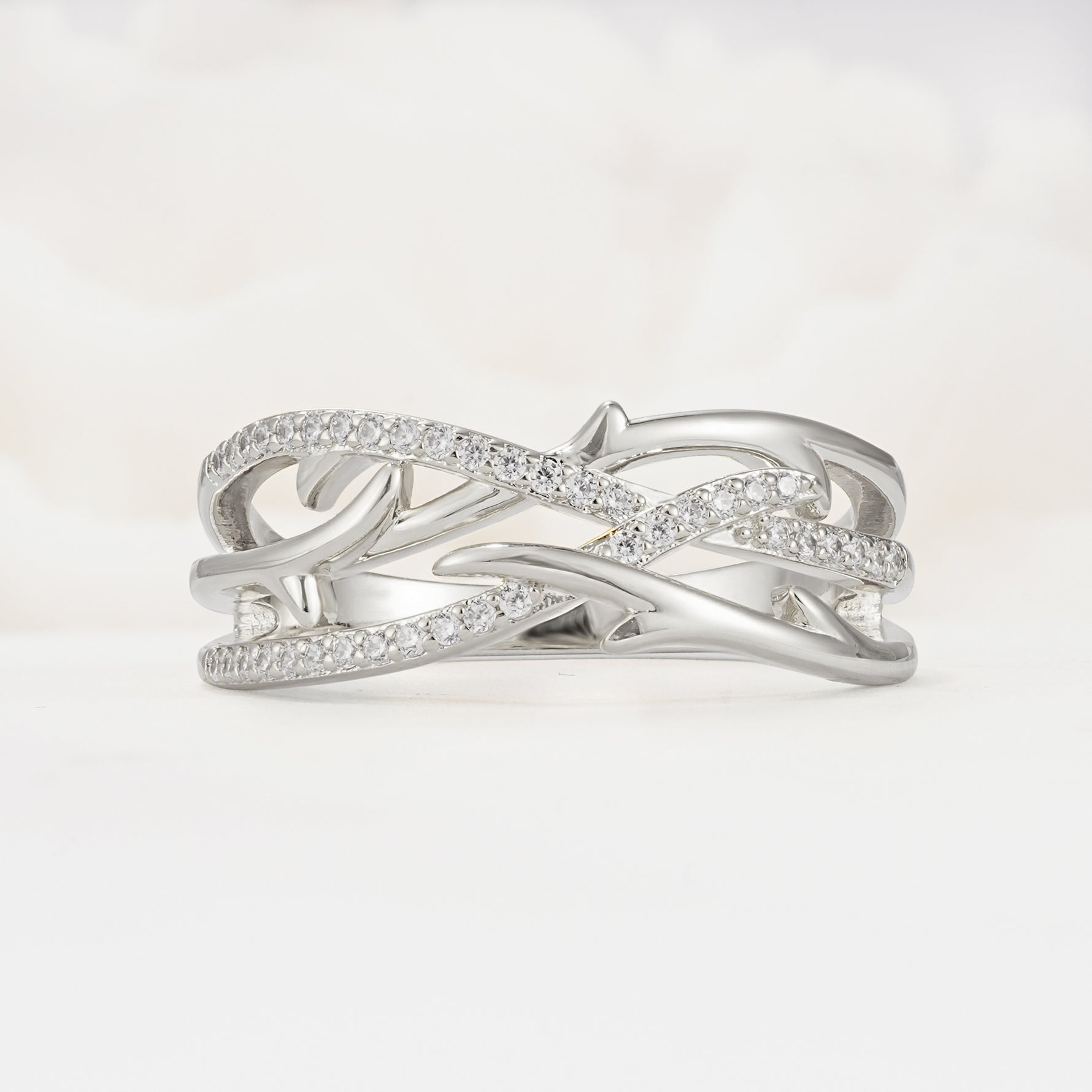 Elegant Intertwined Branch Pavé Moissanite Wedding Band - Additional view