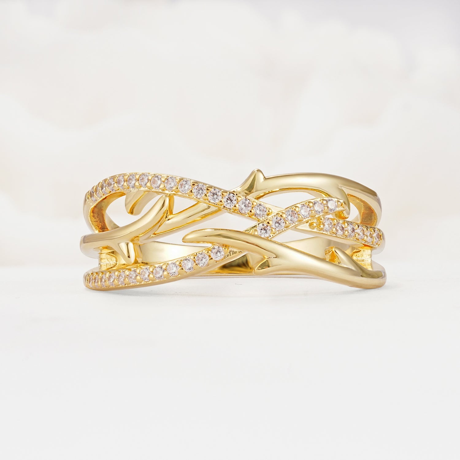 Elegant Intertwined Branch Pavé Moissanite Wedding Band - Additional view
