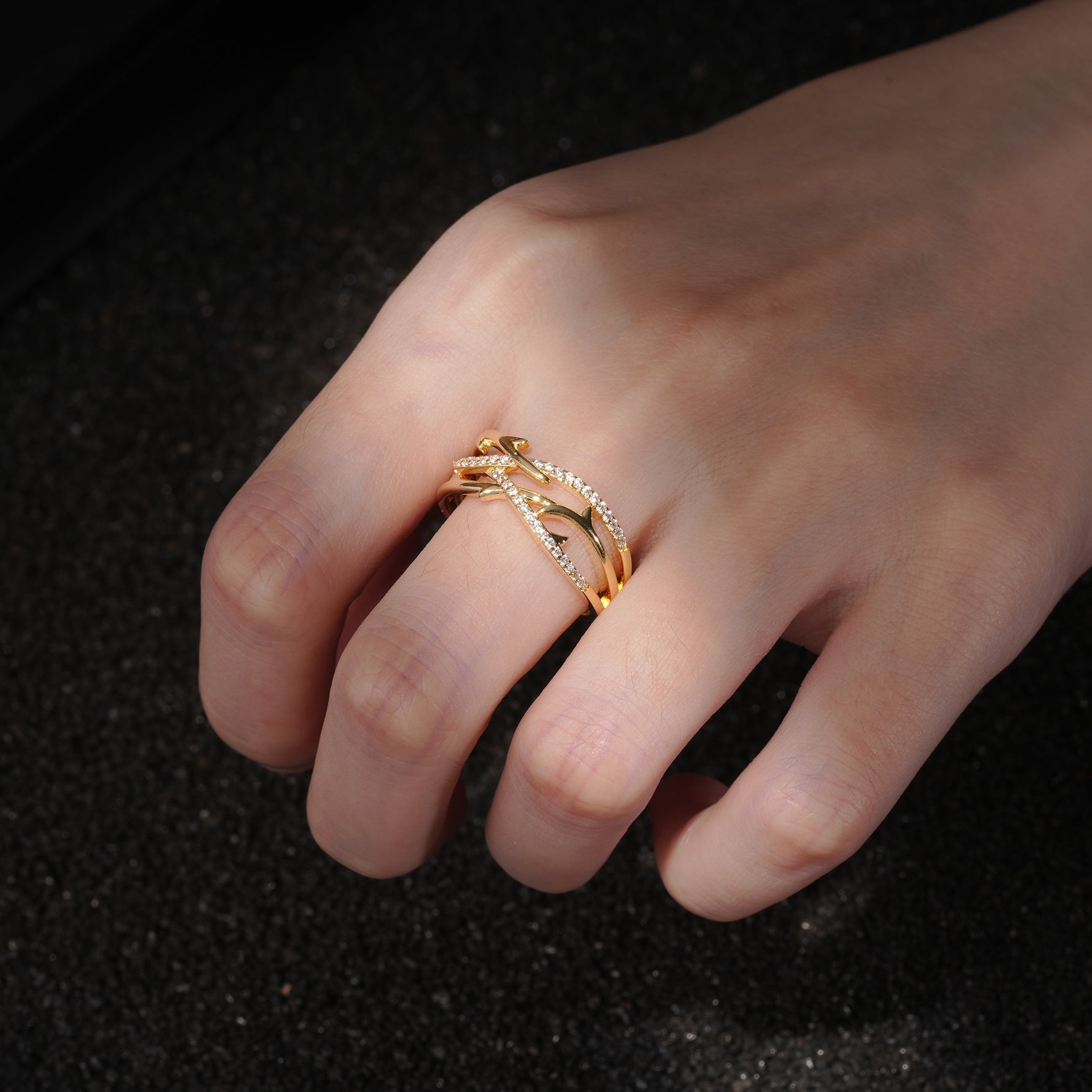 Elegant Intertwined Branch Pavé Moissanite Wedding Band - Additional view