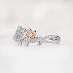 Delicate Two Tone Floral Twisted Vine Moissanite Wedding Band - Additional view
