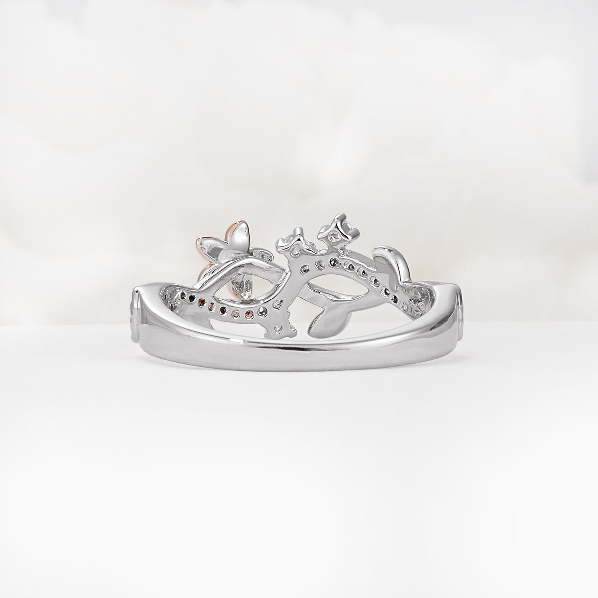 Delicate Two Tone Floral Twisted Vine Moissanite Wedding Band - Additional view