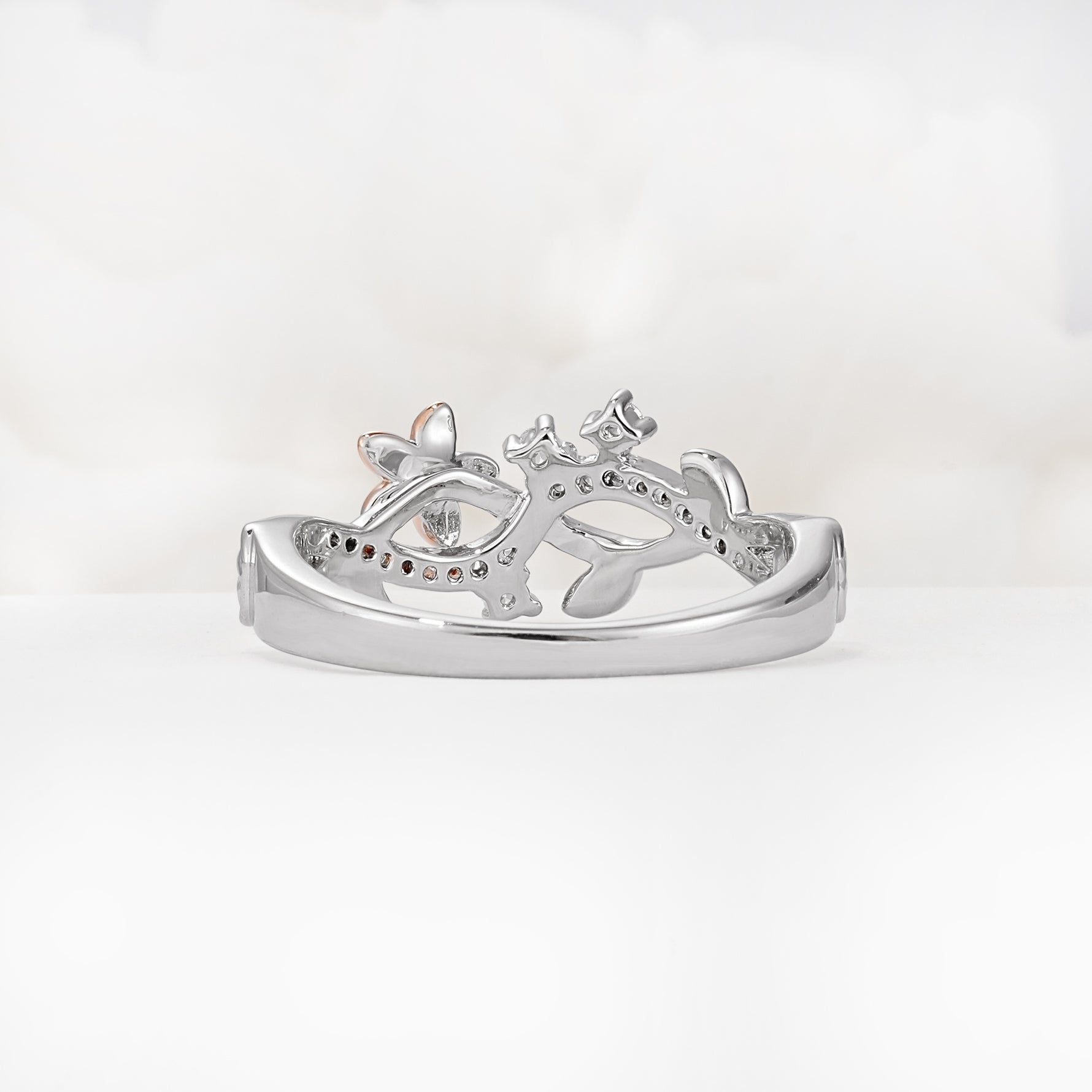 Delicate Two Tone Floral Twisted Vine Moissanite Wedding Band - Additional view