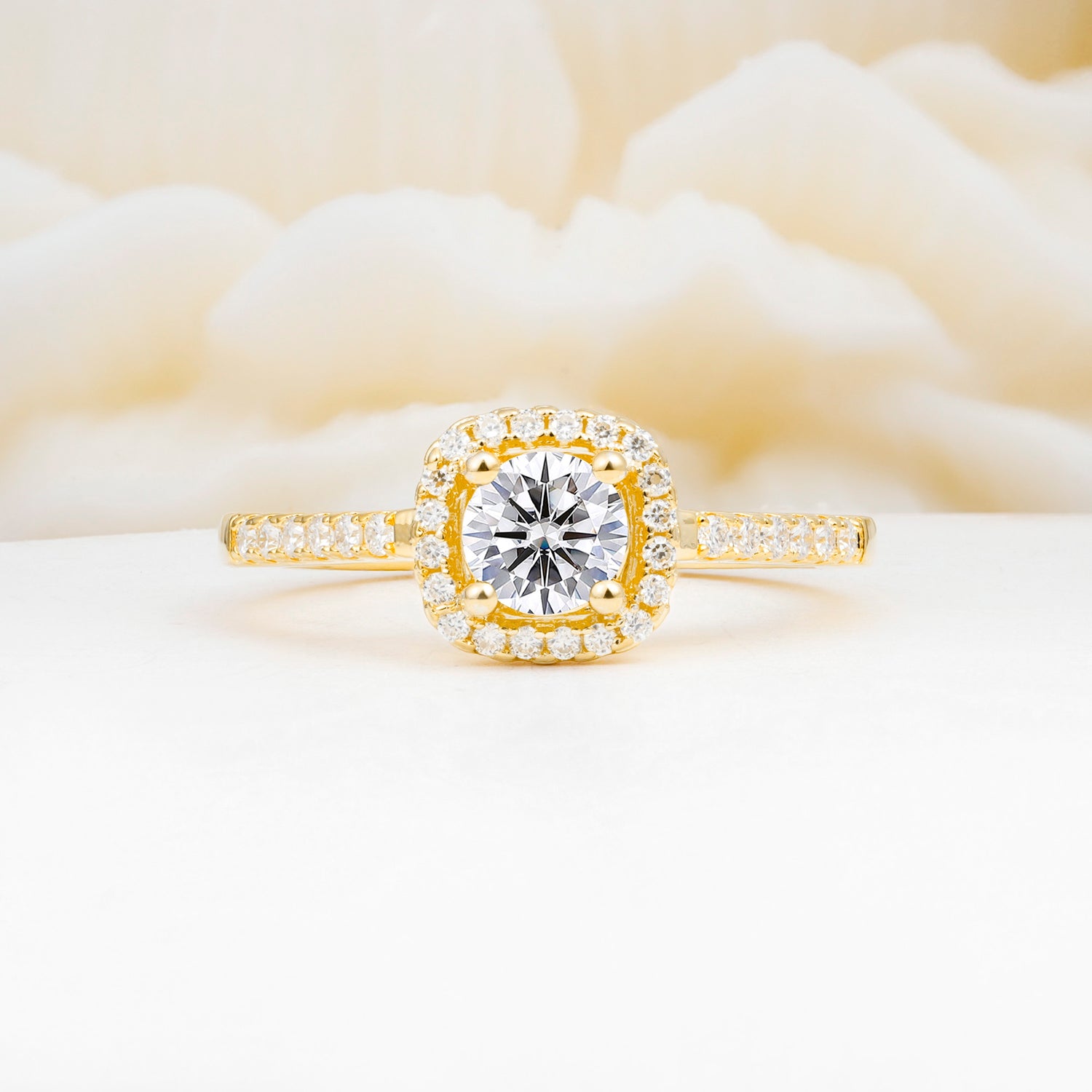 Halo Round Cut Pave Band Lab Diamond Engagement Ring