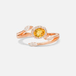 Oval Cut Citrine Engagement Ring with Halo and Marquise Side Stones - Additional view