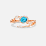 Oval Cut Turquoise Engagement Ring with Halo and Marquise Side Stones - Additional view