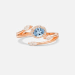 Oval Cut Aquamarine Engagement Ring with Halo and Marquise Side Stones - Additional view
