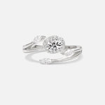 Oval Cut Lab Diamond Engagement Ring with Halo and Marquise Side Stones - Additional view
