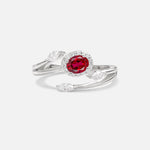 Oval Cut Ruby Engagement Ring with Halo and Marquise Side Stones - Additional view