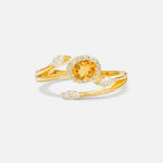 Oval Cut Citrine Engagement Ring with Halo and Marquise Side Stones - Additional view