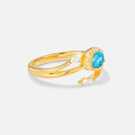 Oval Cut Turquoise Engagement Ring with Halo and Marquise Side Stones - Additional view