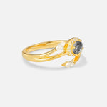 Oval Cut Black Rutilated Quartz Engagement Ring with Halo and Marquise Side Stones - Additional view