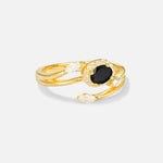 Oval Cut Black Onyx Engagement Ring with Halo and Marquise Side Stones - Additional view